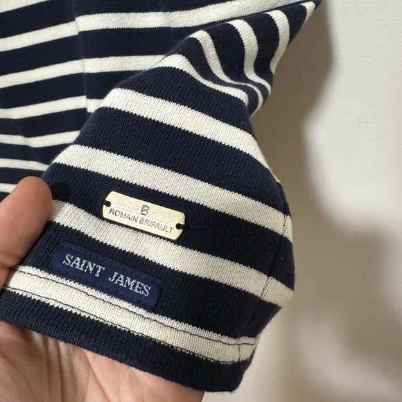 Saint James Menerbes Breton Navy Striped V-Neck Dress Size 4 - Picture 5 of 11